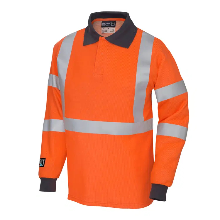 Mens Progarm Orange Hi vis Arc Flash Polo Shirt